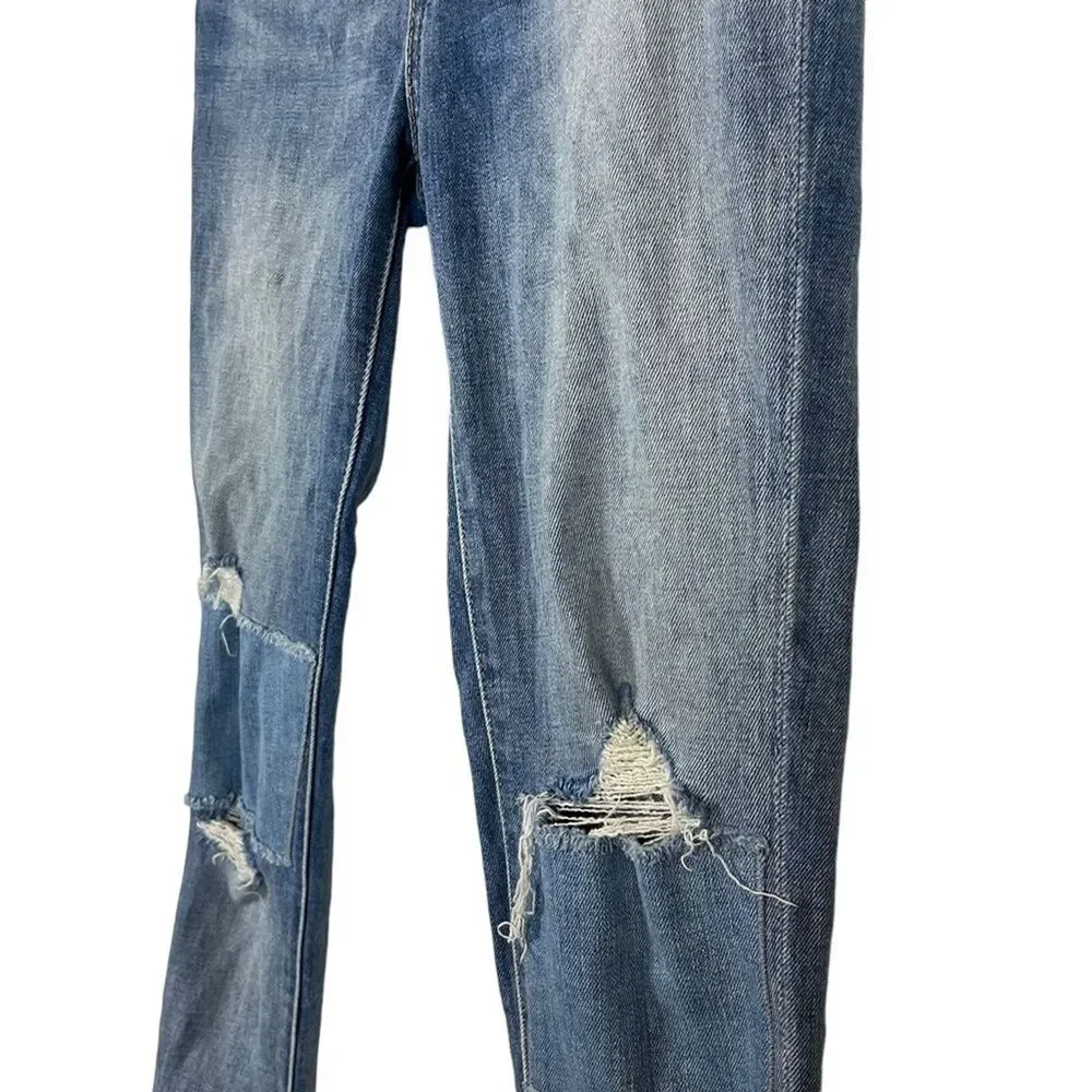 LEVI'S 721 HIGH RISE SKINNY Medium Blue Wash Distressed Red Tab Jeans sz 26 x 32